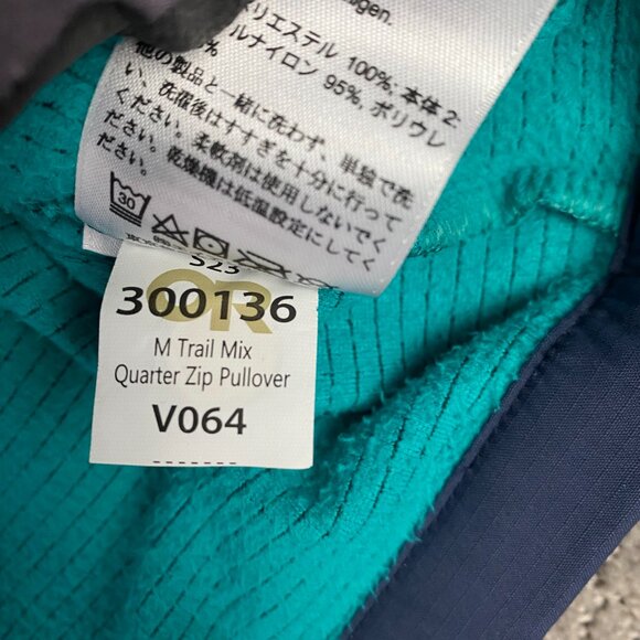 Outdoor Research Trail Mix 1/4 Zip Pullover Medium Teal Navy Waffle Grid Fleece - Picture 8 of 11